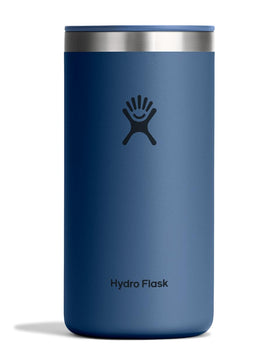 Hydro Flask Travel Coffee Cup front view in Harbor Blue, durable insulated design for hot or cold drinks