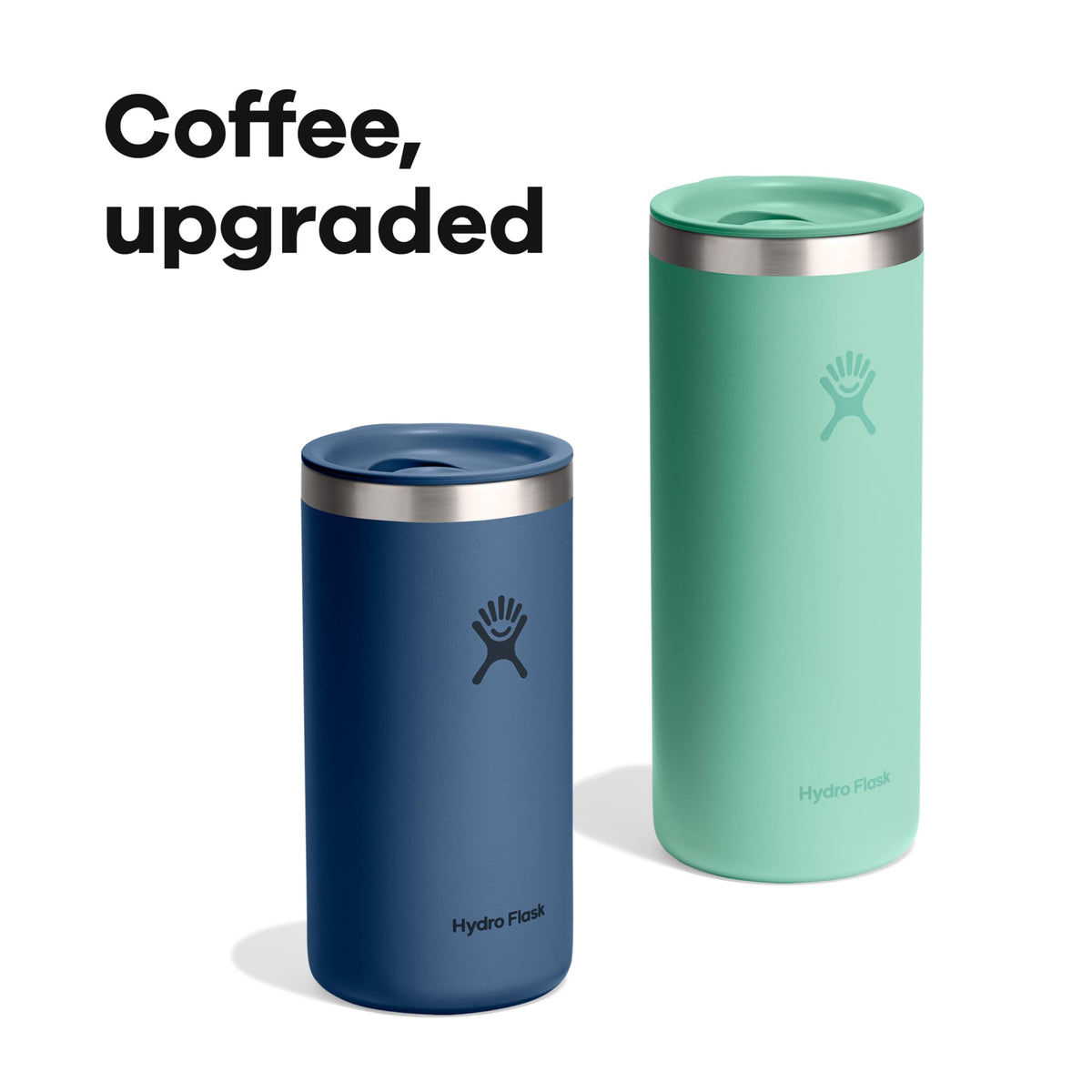 Oat tan finish on Hydro Flask Travel Coffee Cup with steam signaling hot beverage ready.