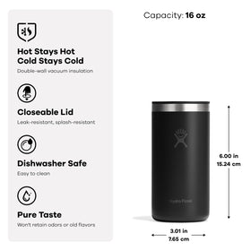 TempShield insulation on Hydro Flask Travel Coffee Cup keeps drink hot or cold for hours.