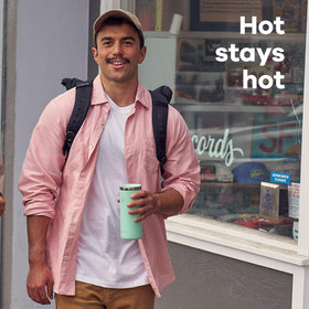Stainless steel interior of Hydro Flask Travel Coffee Cup maintains pure taste with no flavor transfer.