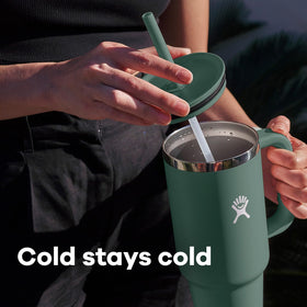 Cupholder-friendly travel tumbler fits car and stadium cupholders