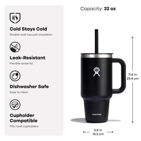 Hydro Flask travel tumbler lid and straw for easy sipping anywhere.
