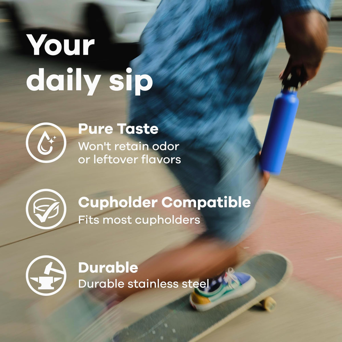 Hydro Flask 24 oz white BPA-free and dishwasher safe for easy care.
