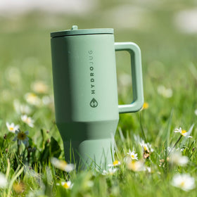 HydroJug Traveler fits most cup holders for travel convenience.