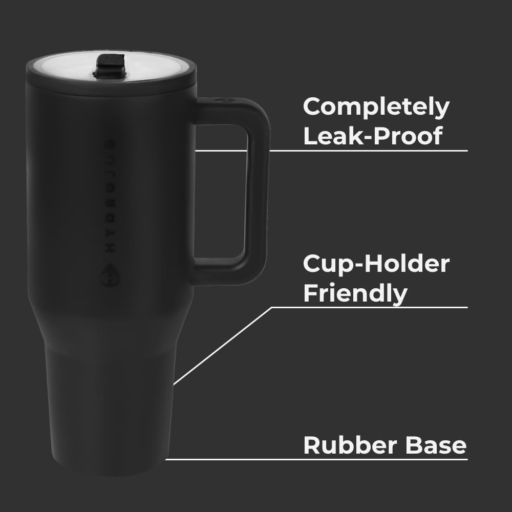 HydroJug Traveler flip straw enables one-handed sipping on the go.