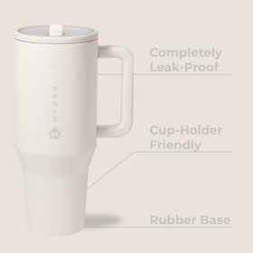 HydroJug Traveler flip-straw shows convenient sipping on the move