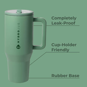 HydroJug Traveler with flip straw enables quick sipping anytime.