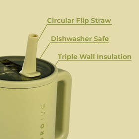 HydroJug Traveler with rubber base showing stability on desk or car seat.
