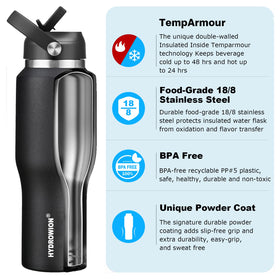 HYDROWION 40oz bottle in a car cup holder for convenient on-the-go hydration.