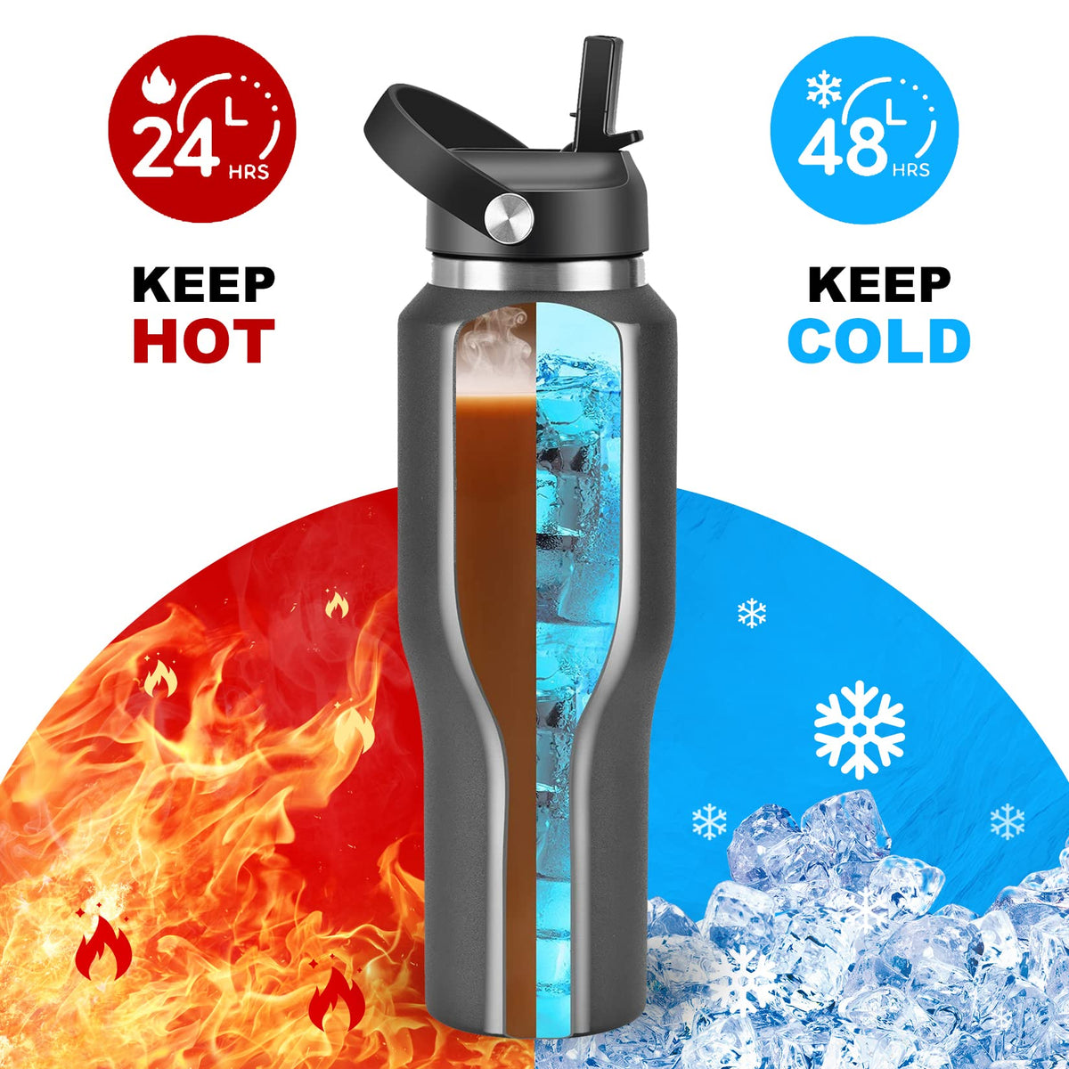 HYDROWION vacuum-insulated 40oz bottle keeps drinks cold up to 48 hours.