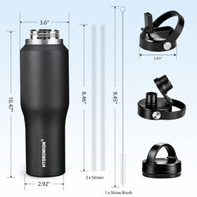 HYDROWION straw lid with dust cover keeps spout clean during rides