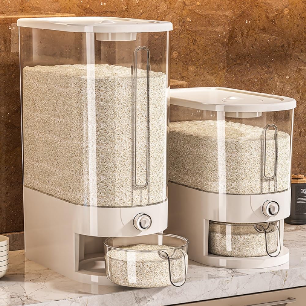 HYMIC large rice dispenser with 25 lb capacity for organized pantry storage