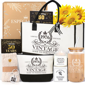 iaovueby 50th birthday canvas tote — versatile daily bag for errands and travel.