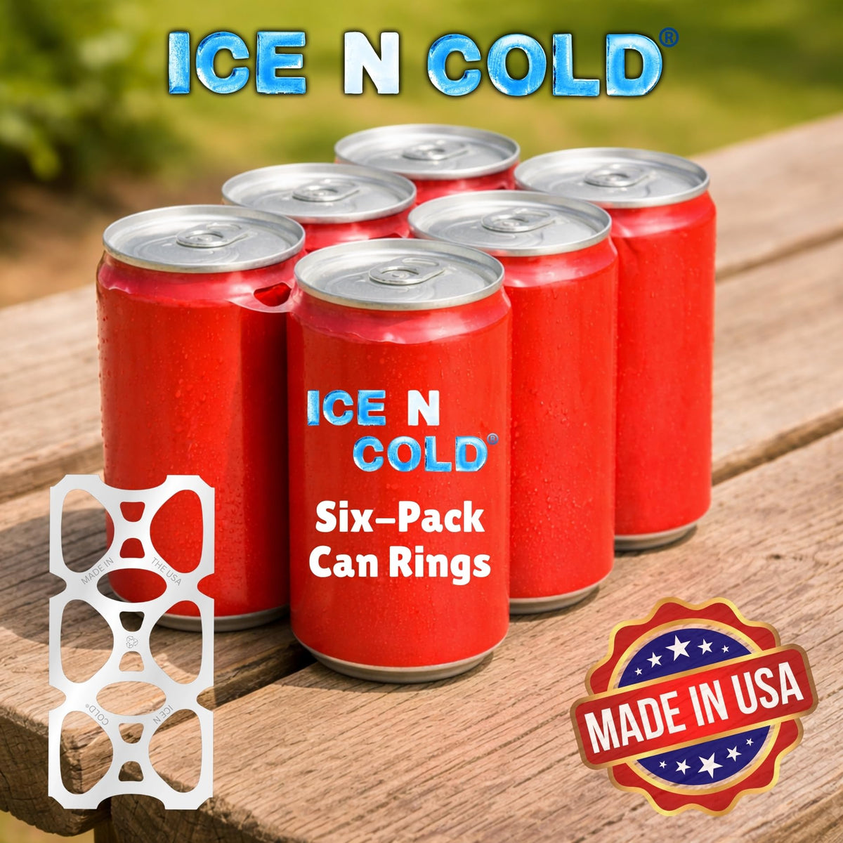 Ice N Cold 6pk can rolls Made in USA label: reliable production for local retailers.