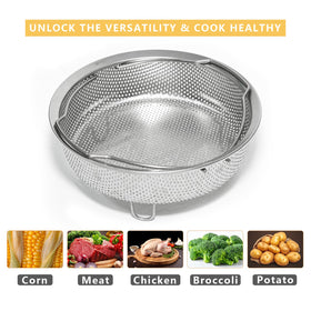 ICEICE stainless-steel steamer basket versatile for steaming and rinsing