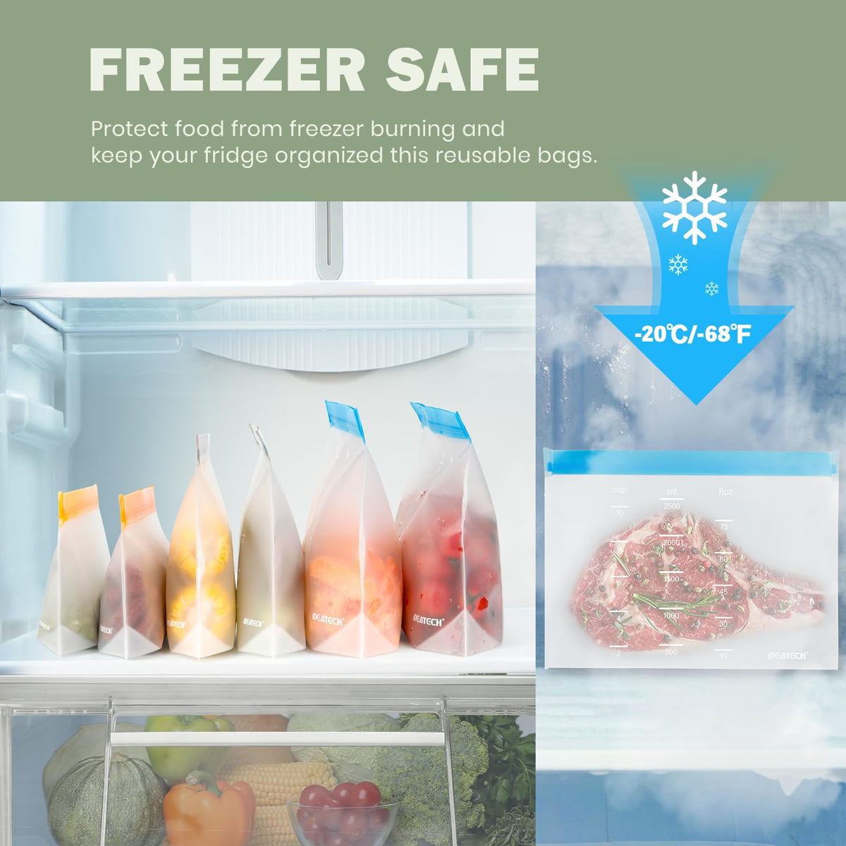 IDEATECH PEVA material bags are BPA-free and eco-friendly for safe storage