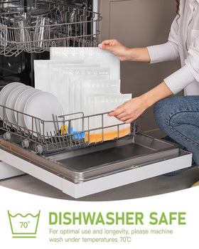 IDEATECH freezer bags are dishwasher-safe for quick cleaning and reuse
