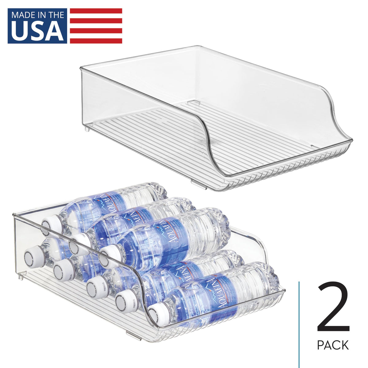 iDesign gravity-feed design showing bottles rolling forward for easy replacement.