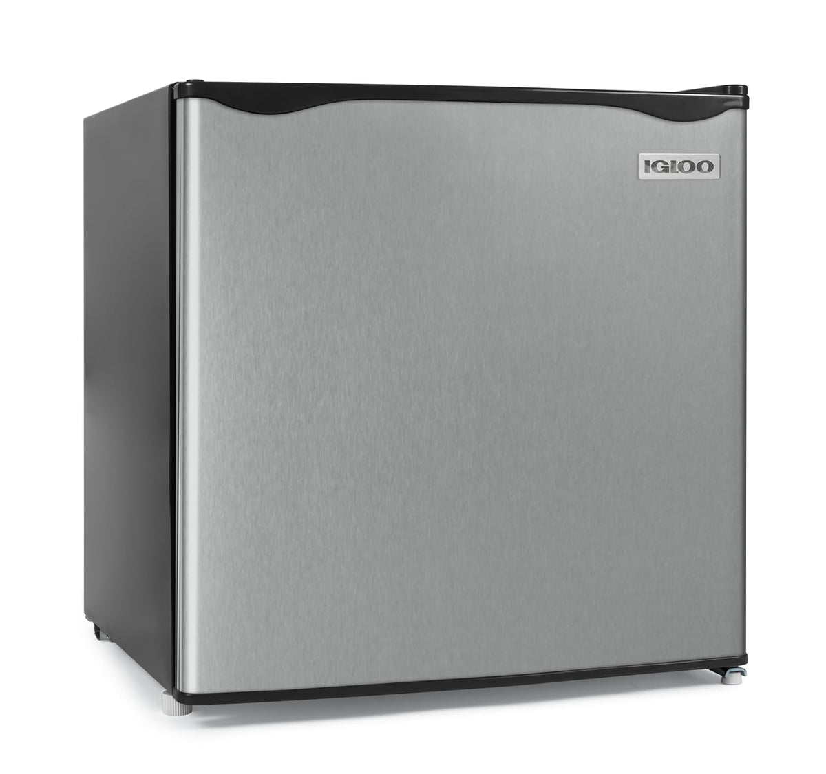 Igloo 1.6 cu ft mini fridge front view showing compact cooling for drinks and snacks.