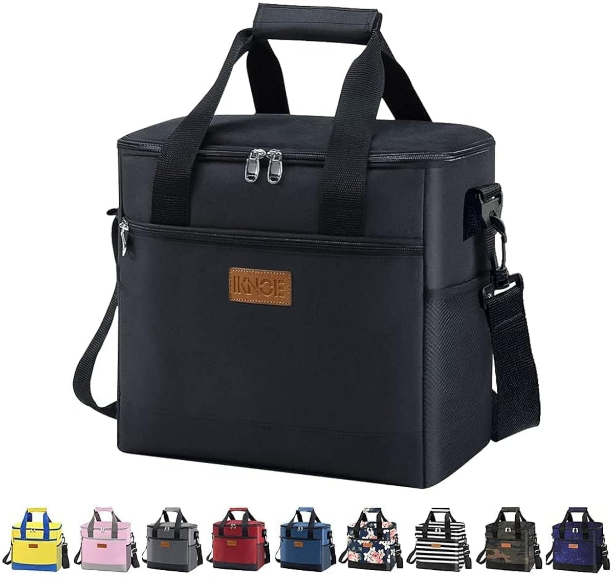 iknoe collapsible 24-can insulated bag, ideal for office lunch or picnics.