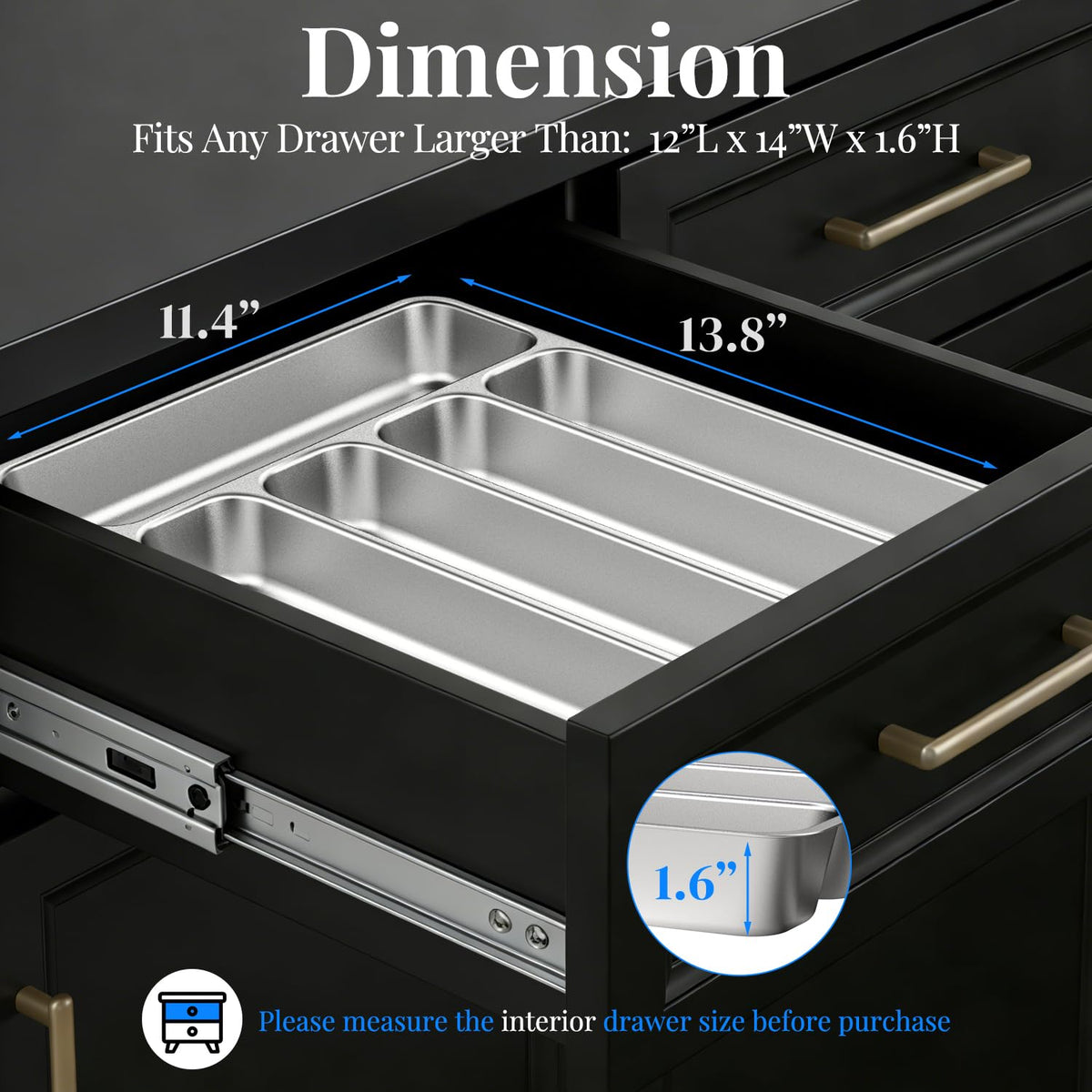 IKOCO stainless steel drawer organizer designed for easy cleanup and durability