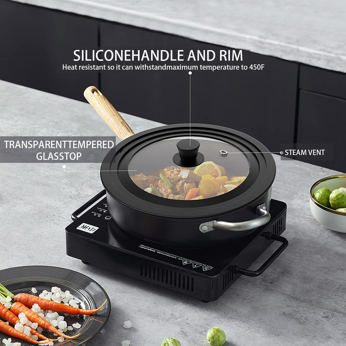 ILOVYO Universal Pot Lid with ergonomic handle for easy lifting