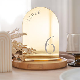 ZICOTO Beautiful Gold Table Numbers with Stands display elegant seating at weddings