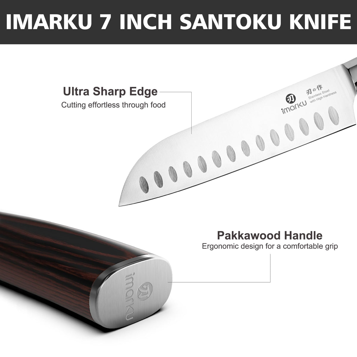 imarku pakkawood handle provides secure, comfortable grip