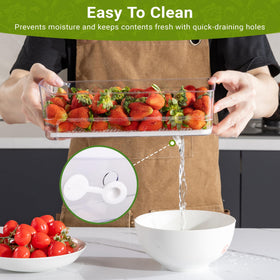 Imncya clear fridge bins suitable for fridge, freezer, and pantry storage.