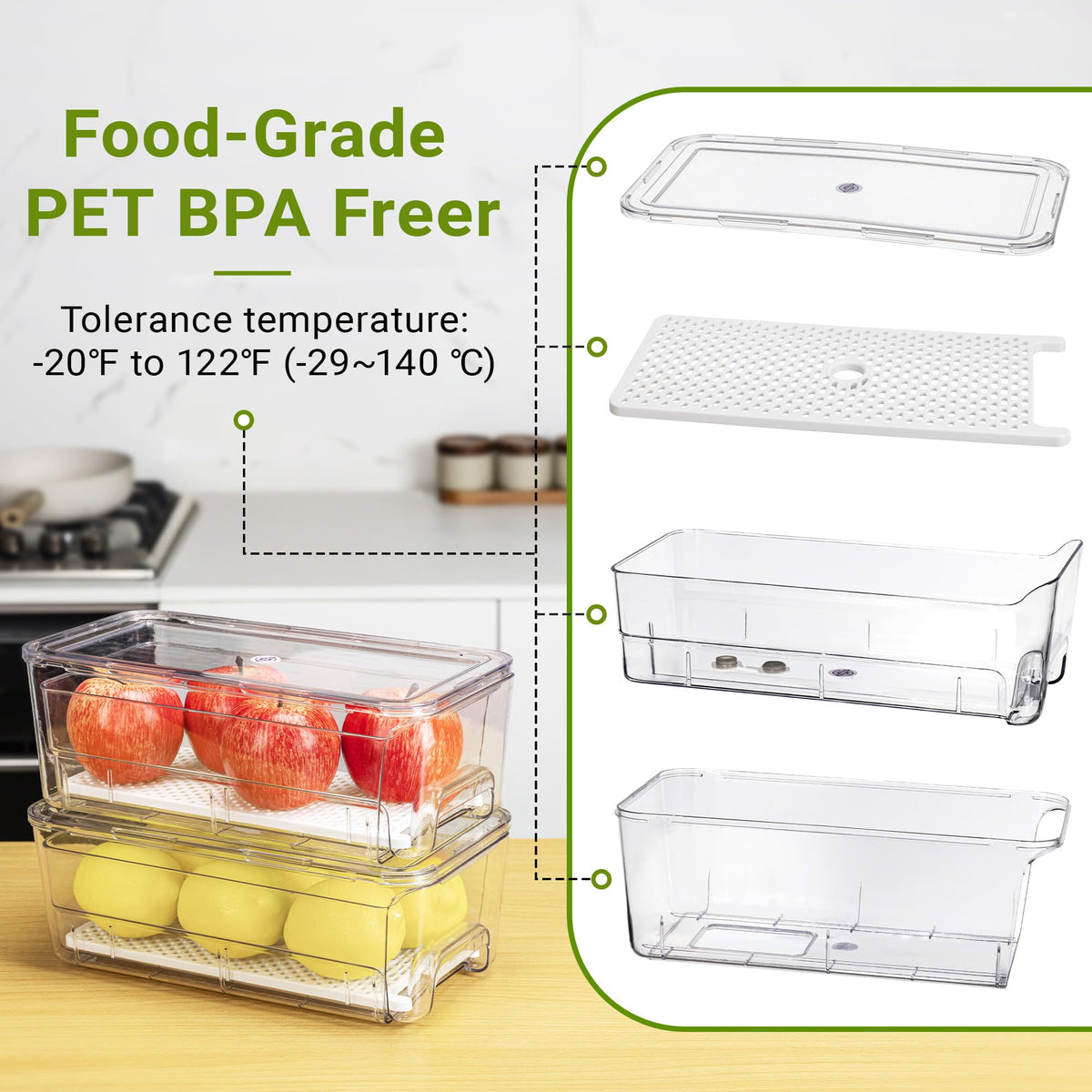 Imncya fridge organizer, 12.3 x 6.4 x 4.5 inch drawers organized by category
