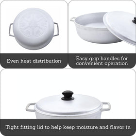 Imusa caldero demonstrates even heat distribution for consistent cooking.