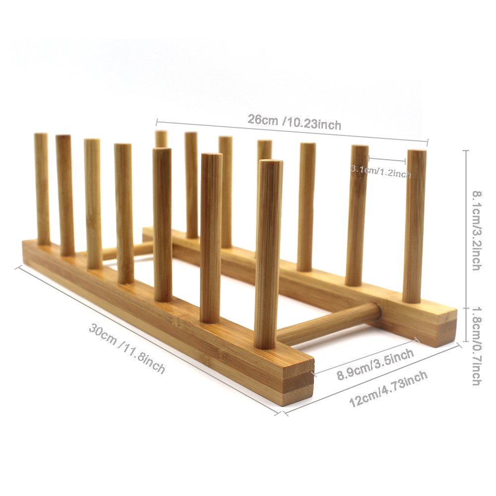 INNERNEED bamboo dish rack side view demonstrates compact footprint for small spaces