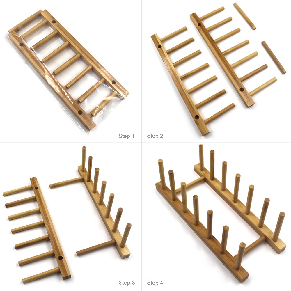 INNERNEED bamboo plates drying slot keeps dishes dry and organized.