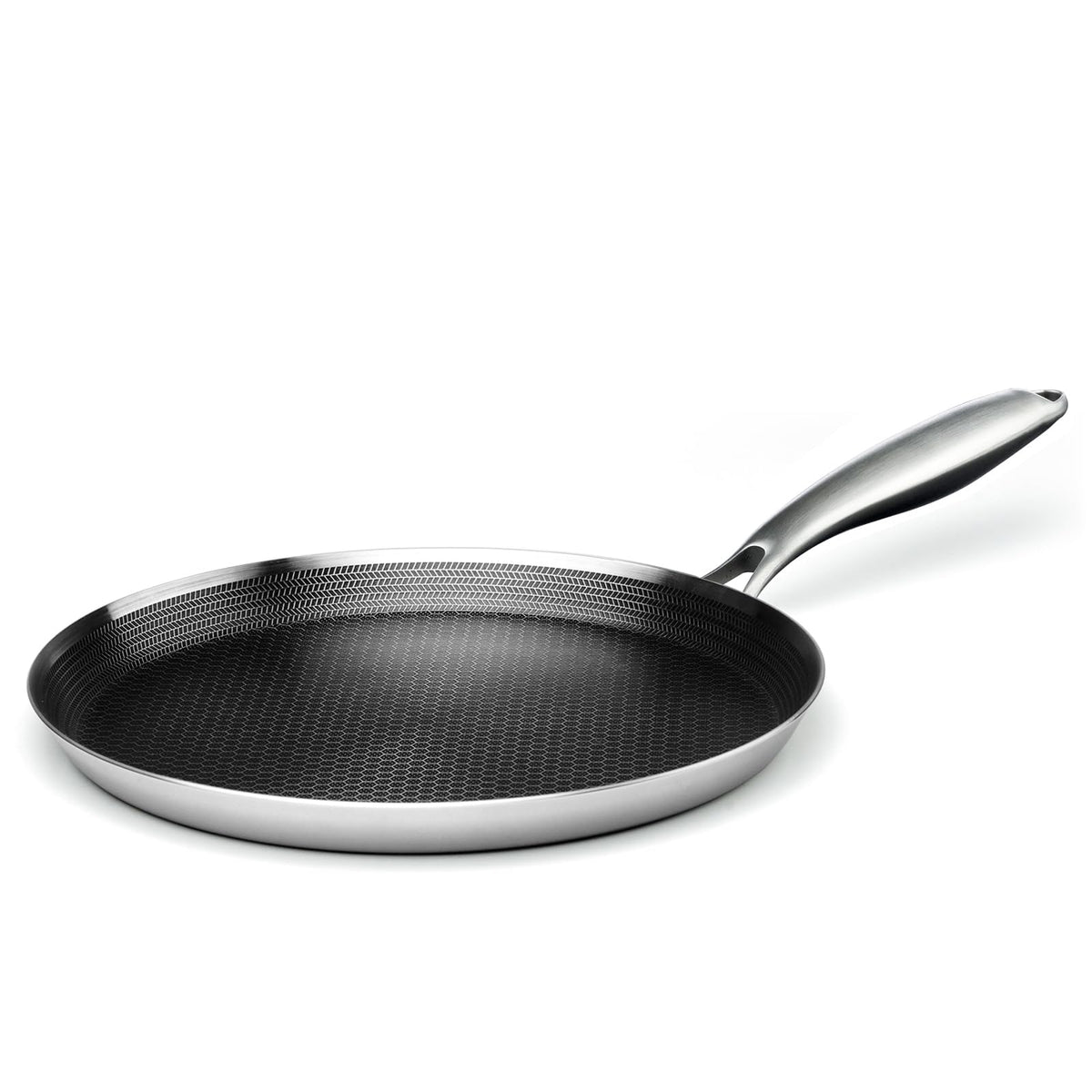Innerwell crepe pan with honeycomb coating on bottom for easy release