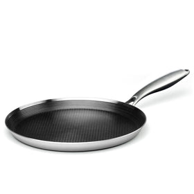 Innerwell crepe pan with honeycomb coating on bottom for easy release