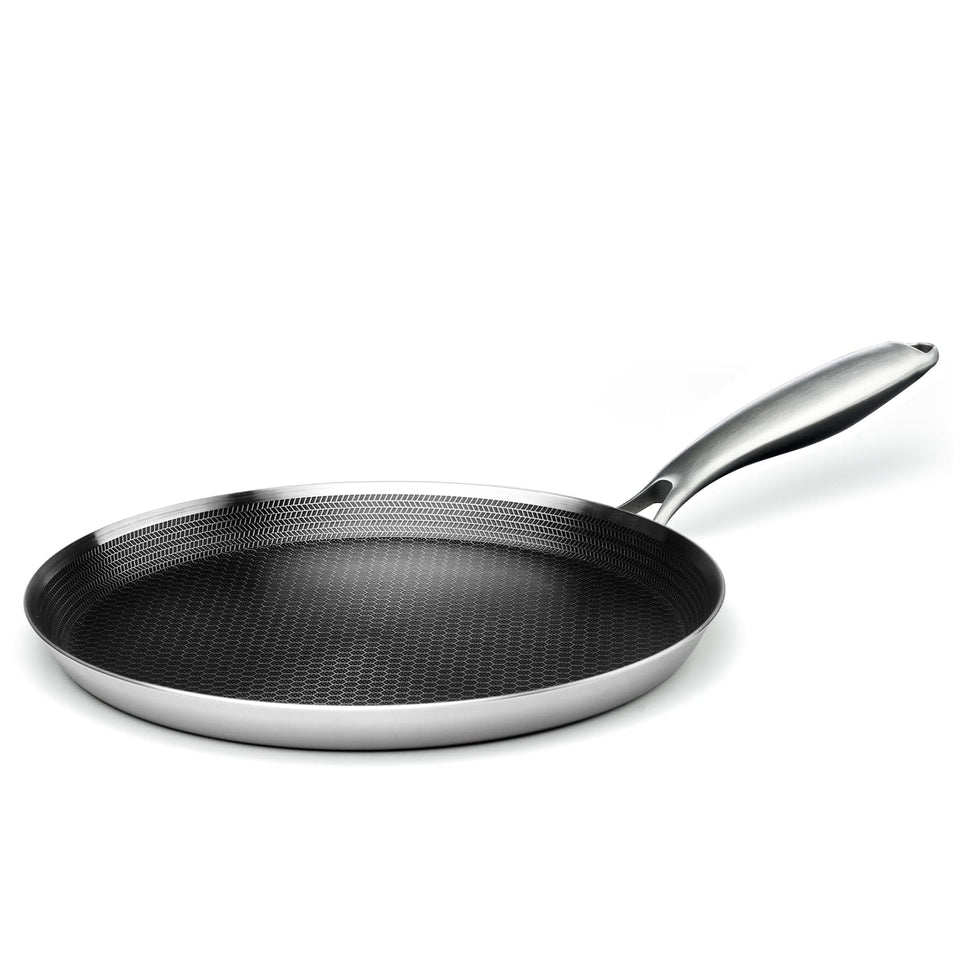 Innerwell crepe pan with honeycomb coating on bottom for easy release