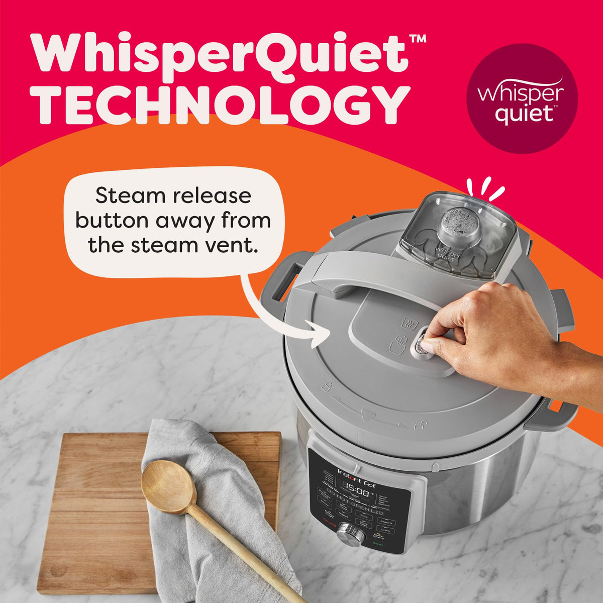 Instant Pot Duo Plus anti-spin pot stays steady during cooking.