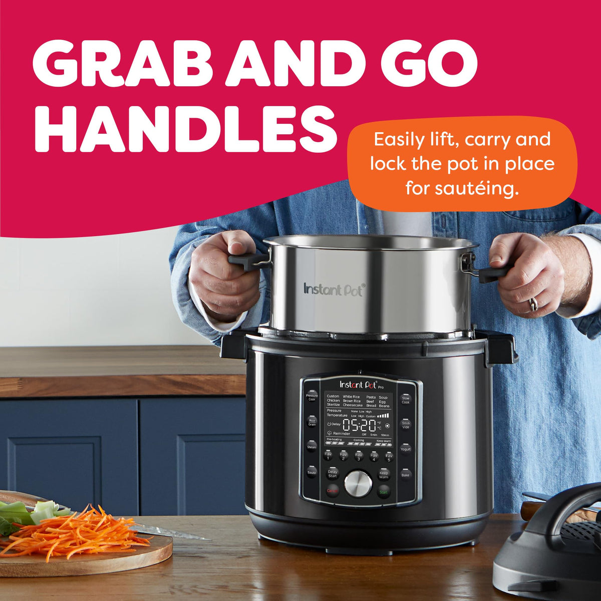 Stainless steel steamer rack included with Instant Pot Pro.