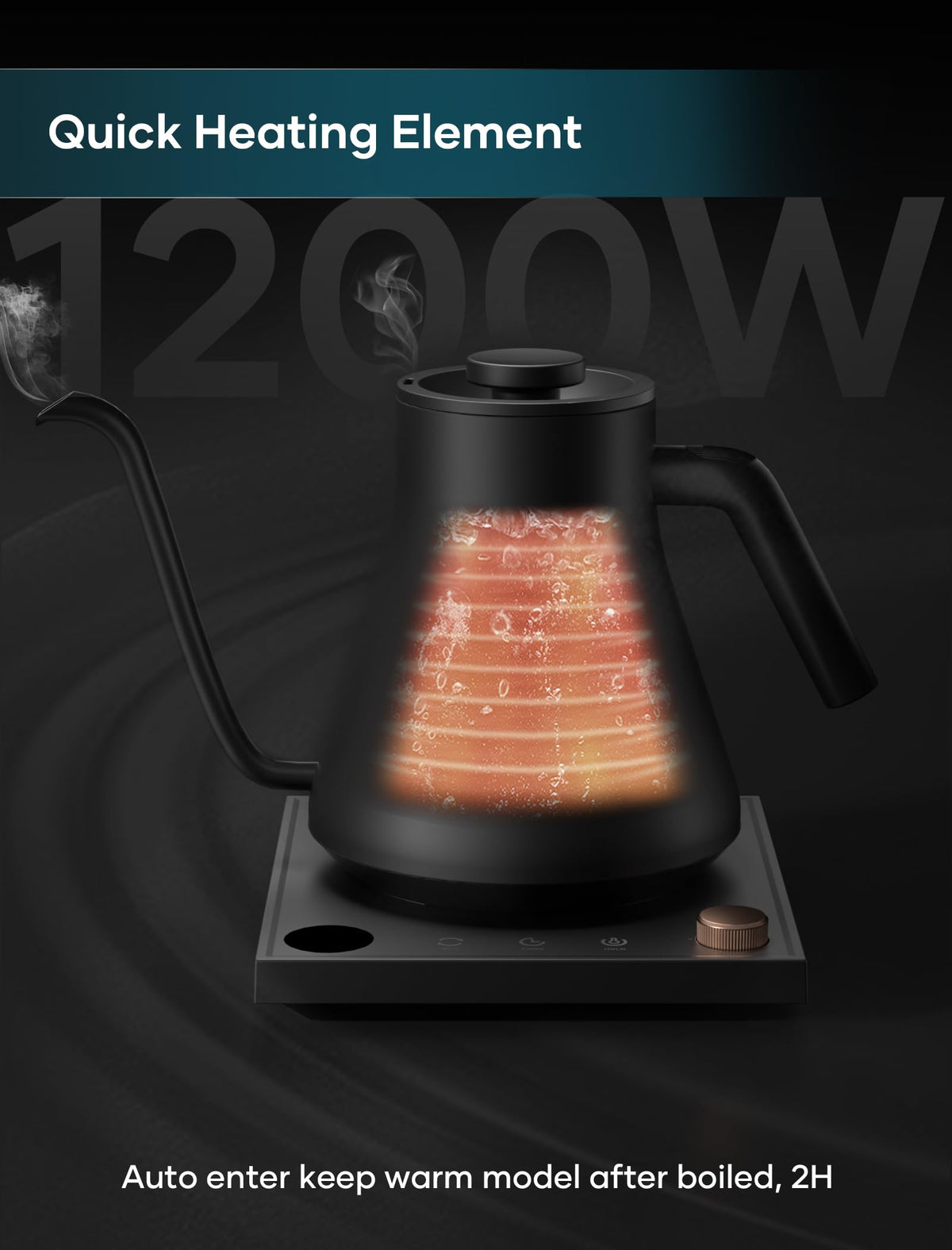 INTASTING hold function display showing water kept warm for ready pours.