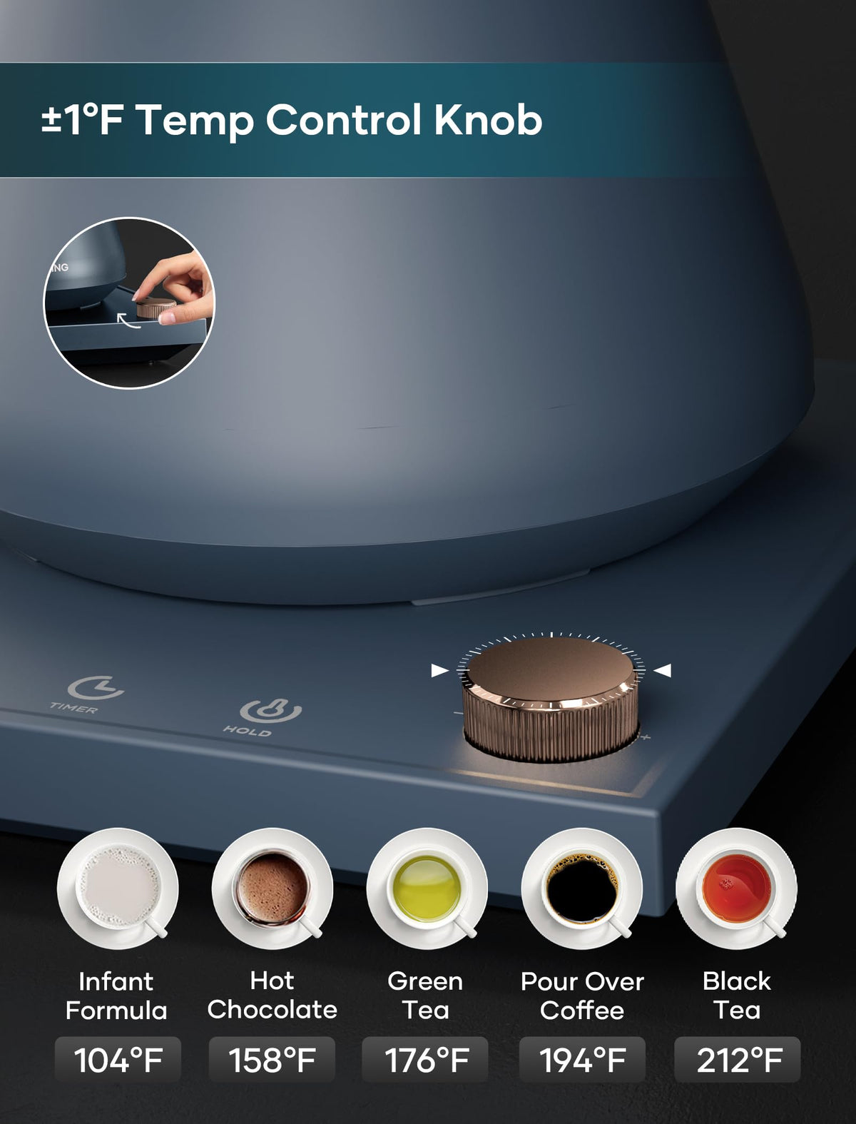 Intasting electric kettle with keep-warm mode maintains water at set temperature.