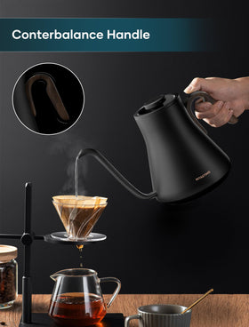 INTASTING Electric Kettle stainless-interior ensures pure-tasting water and durability.