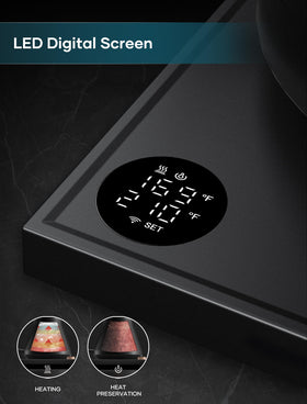 INTASTING black finish kettle on counter for stylish daily use.