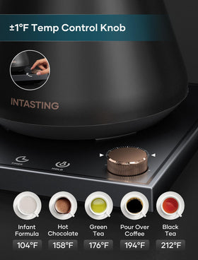 INTASTING kettle keeps water warm for two hours, ready for beverages.