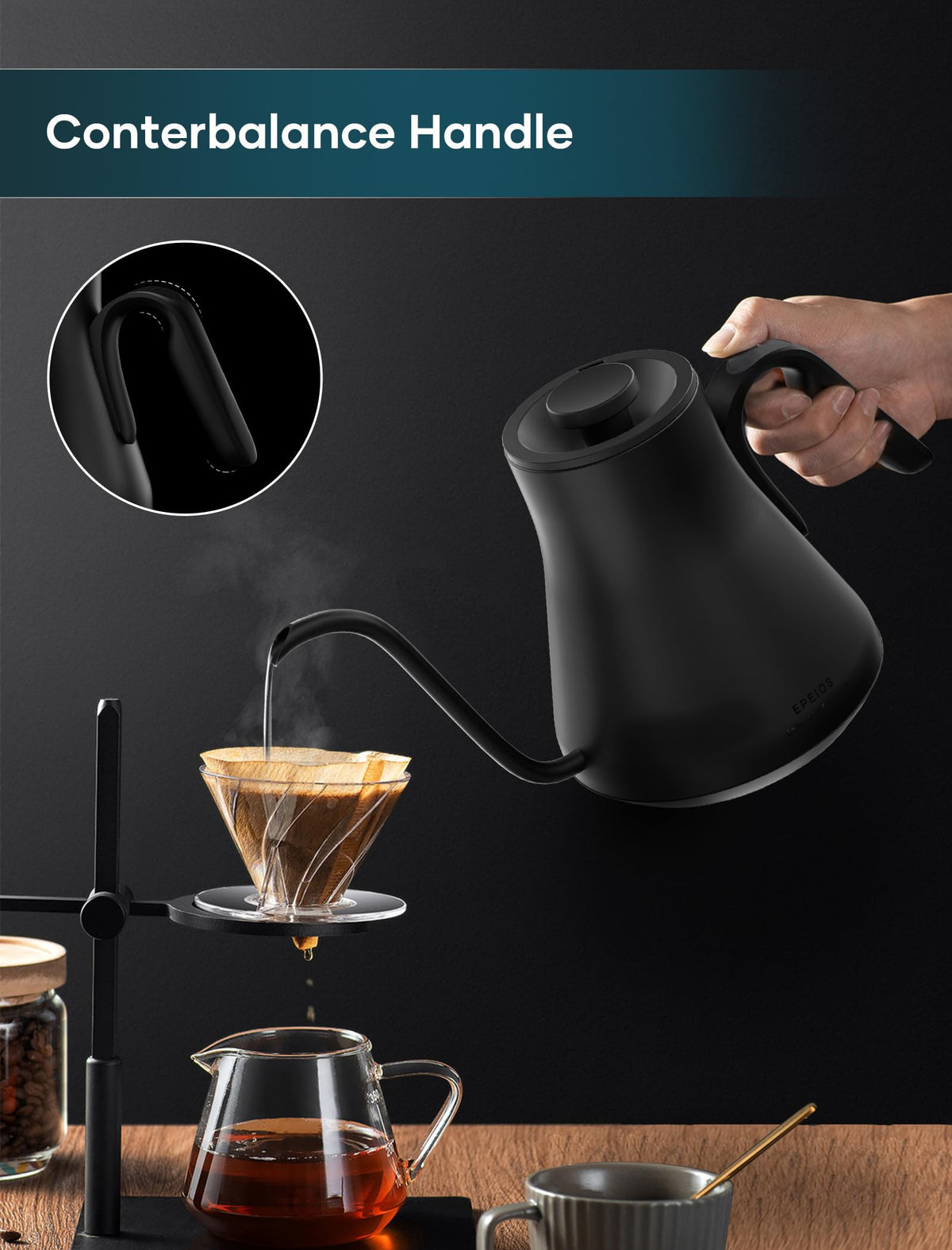 INTASTING two-hour temp hold keeps water ready for brewing