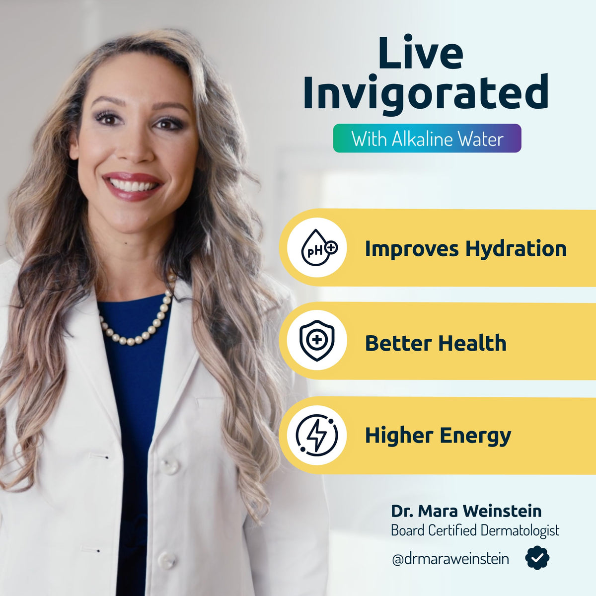 Invigorated Water filter pitcher highlighting alkaline water for better flavour