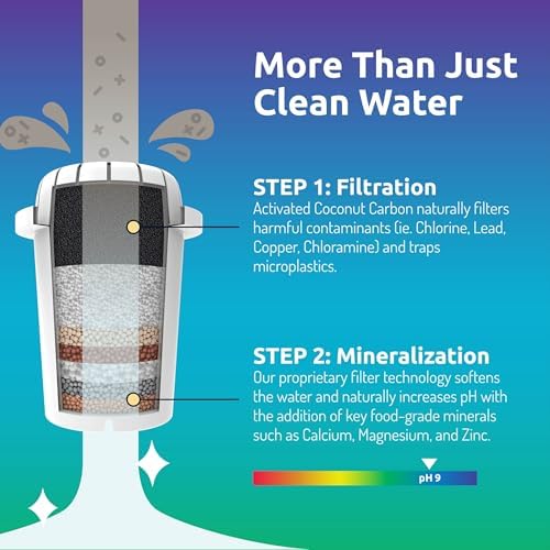 Invigorated Water mineral-balanced water from alkaline filtration for refreshing taste.