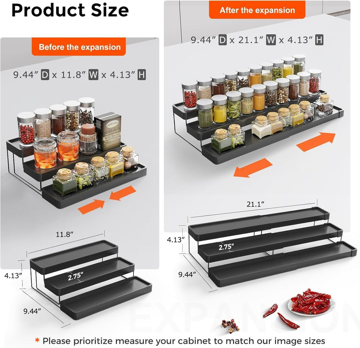 INVOCOO 3-tier design improves spice visibility for easy selection.