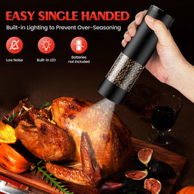 ioion grinder with LED light close-up for precise seasoning in low light