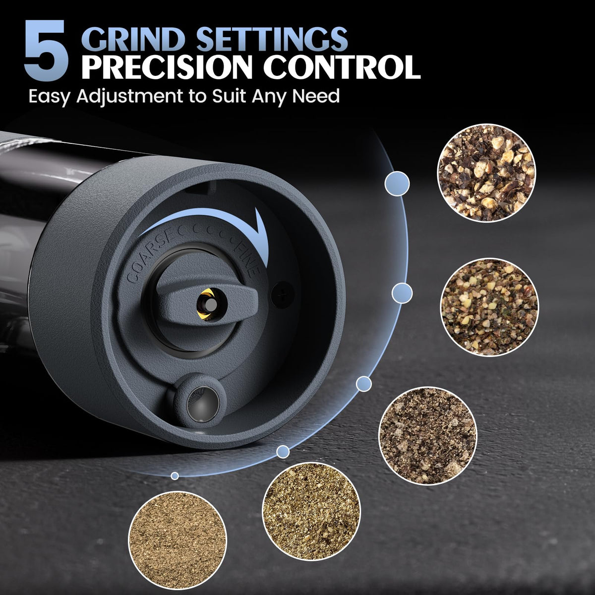 ioion salt and pepper grinders on kitchen counter ready for daily use