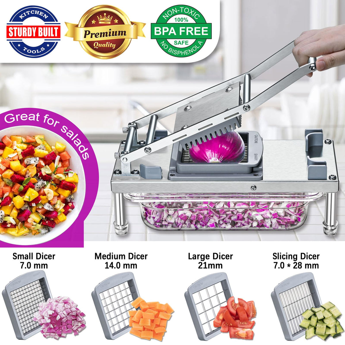 IPOVIPO blade collection demonstrates versatility for slicing, julienne, and grating tasks.